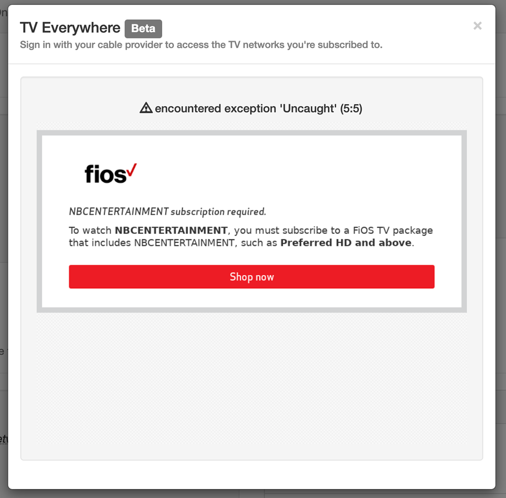Fios login encounters an error TV Everywhere Channels Community