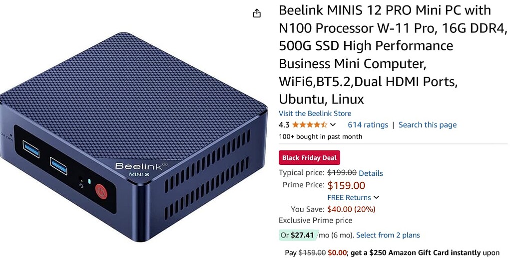 【美品】Beelink MINIS ミニPC Intel N100 Beelink | Beelink MINI S12 Intel® Alder Lake-N N95