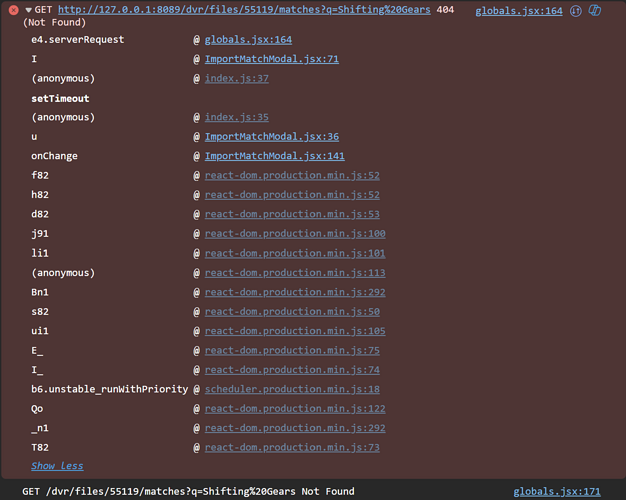 Manual movie match fail gracenote js console