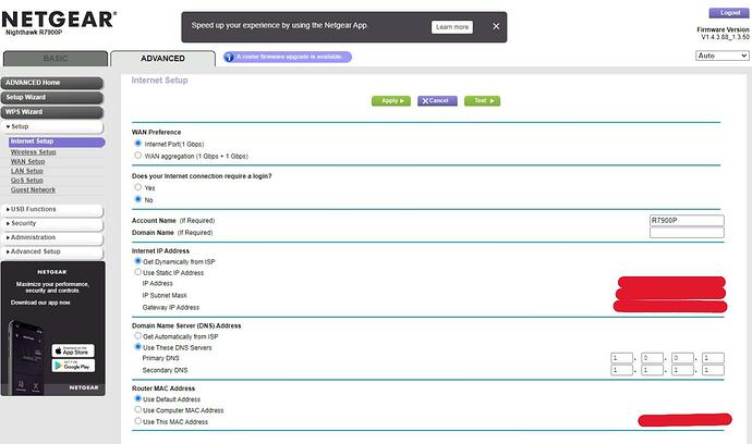 Netgear R7900P Internet Setup 2024-11-19