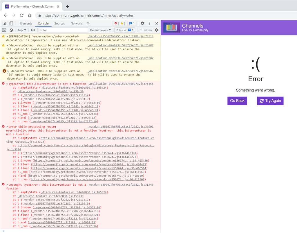 Error viewing voting activity for feature requests - Channels Community