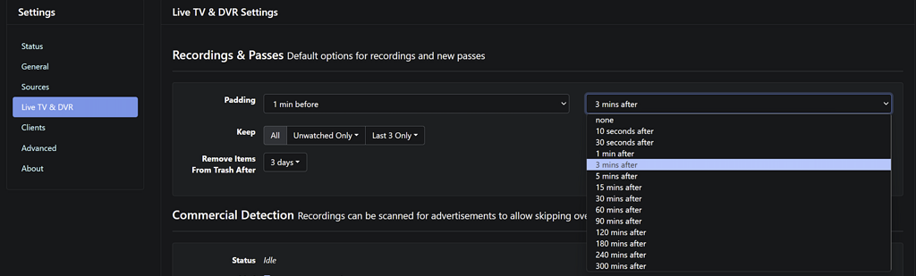 Missing more default padding options - Channels DVR Server - Channels ...