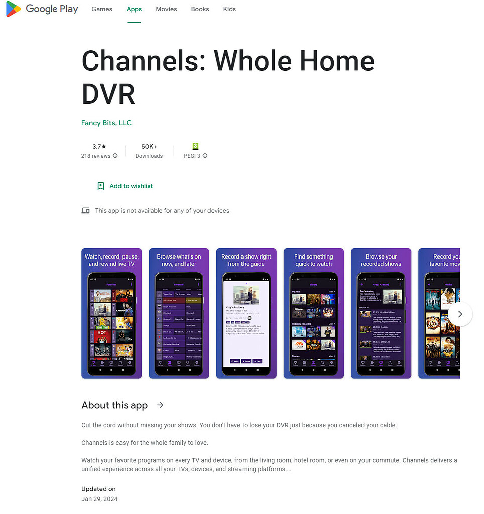This app is not available for any of your devices - Channels Android TV ...