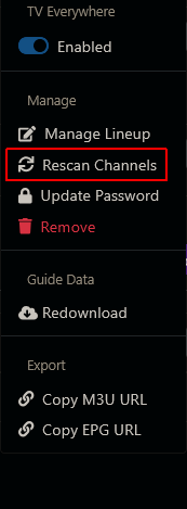 Channels Source Settings