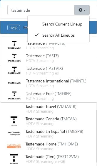 Channels Lineup mapping
