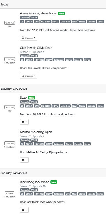 Channels Saturday Night Live