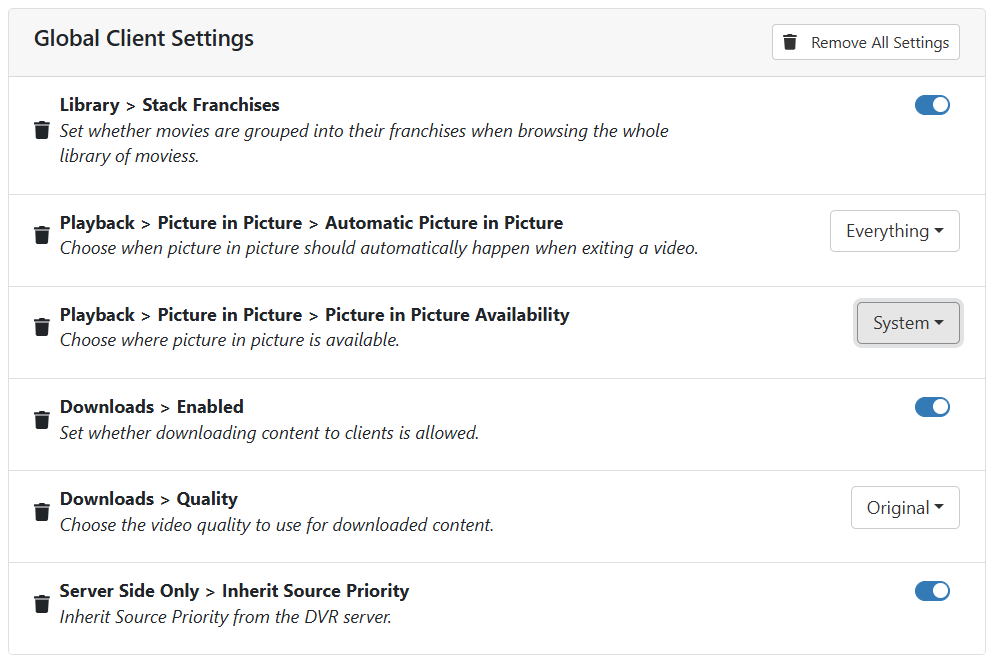 Global client settings